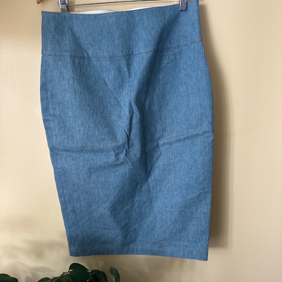 Derek Lam 10 Crosby Light Denim Asymmetric slit long pencil skirt size 6 - Picture 2 of 7